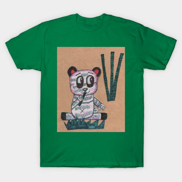 Little Panda Eating Bamboo T-Shirt by Mila-Ola_Art